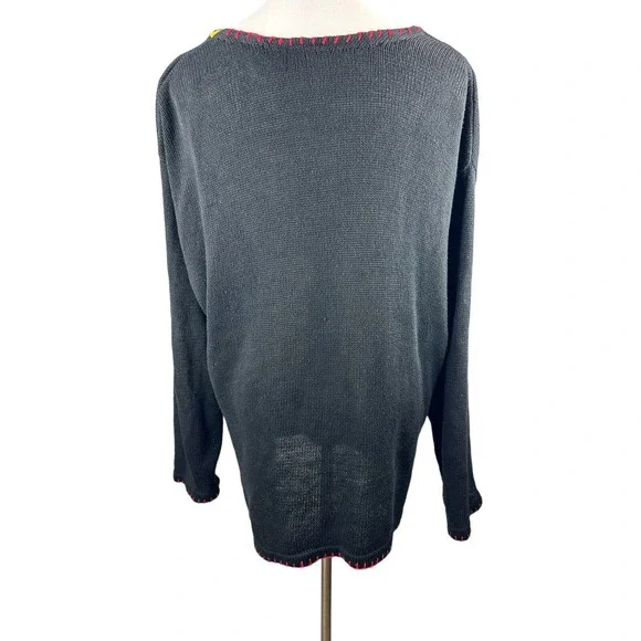 Rare Vtg Mickey & Co Oversized Cardigan Embellished Beaded Embroider Academic 3X - Picture 6 of 16